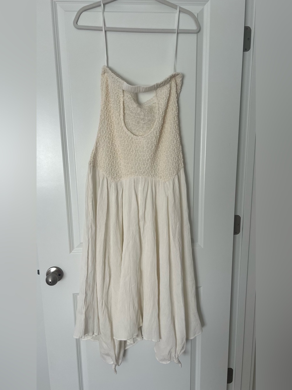 Anthropologie Cream Strapless Smocked Midi Dress - Picture 6 of 7